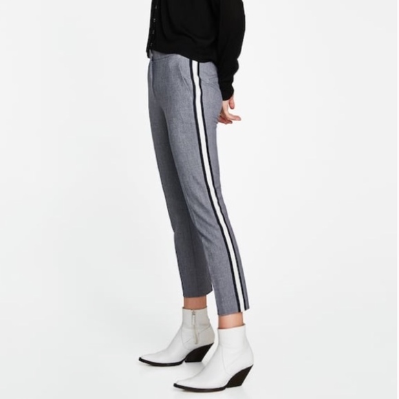 blue side stripe trousers